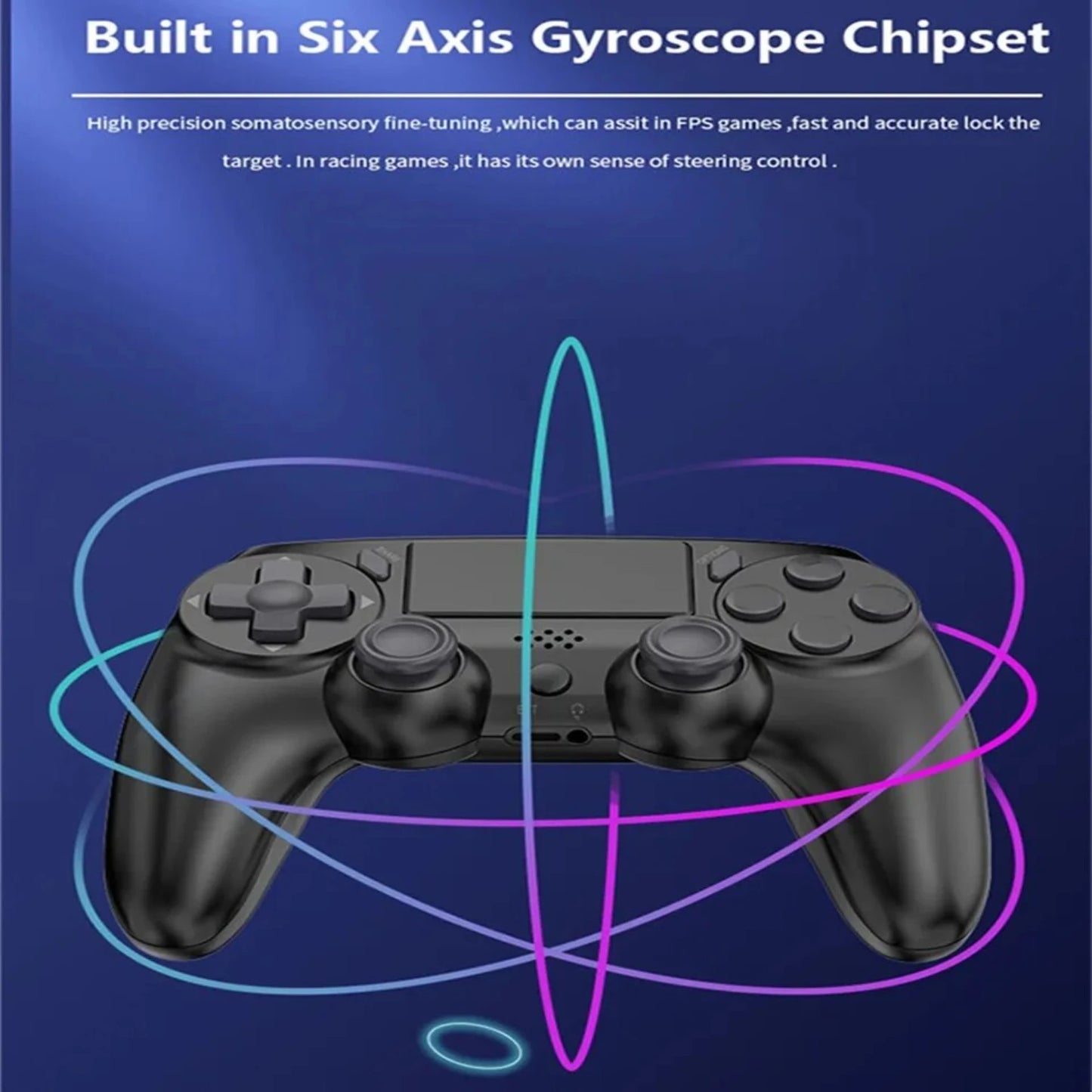 GAMINJA Wireless Gamepad with Six Axis Gyros Dual Vibration Game Controller PS4 PS3 Game Console Windows 7 8 10