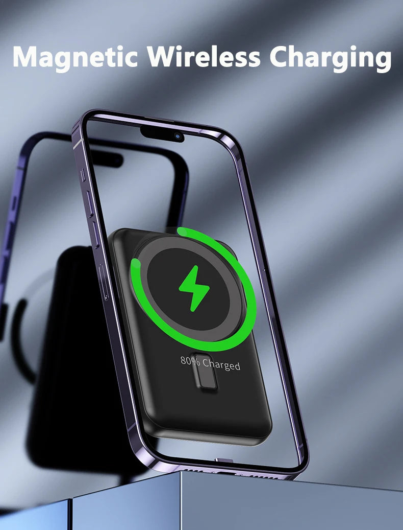 20000mAh Magnetic Wireless Charger Solar Power Bank Portable Charger Fast Charging Powerbank for iPhone 15 Xiaomi Huawei Samsung