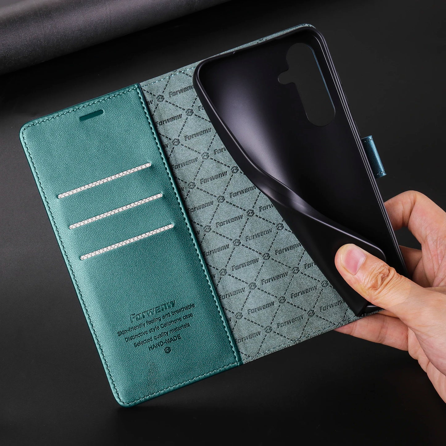 Luxury Leather Wallet Flip Case for Samsung S24 Ultra S23 Plus S22 Pro S21 FE S20 Galaxy A55 A35 A25 A15