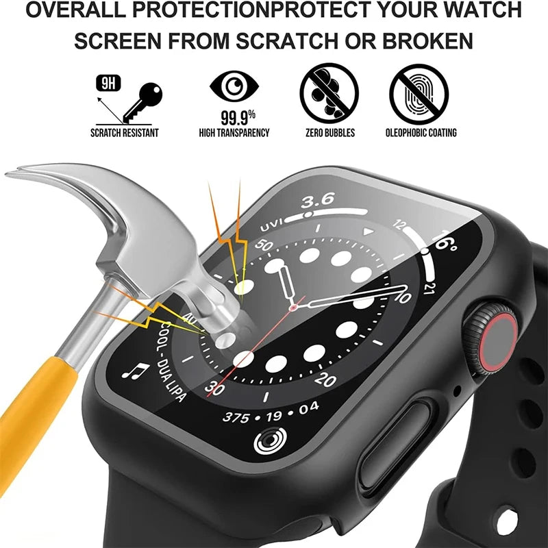 Tempered Glass Case For Apple Watch Ultra 49mm 9 8 7 41mm 45mm Series 6 5 4 SE 44mm 40mm 42mm 38mm