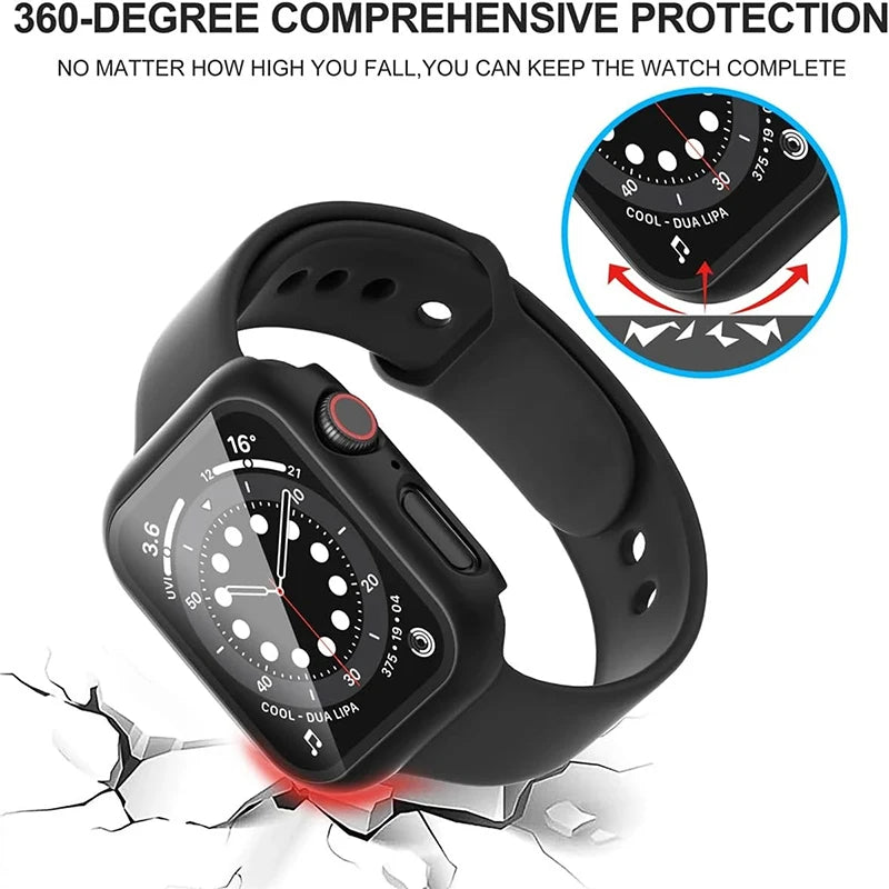 Tempered Glass Case For Apple Watch Ultra 49mm 9 8 7 41mm 45mm Series 6 5 4 SE 44mm 40mm 42mm 38mm