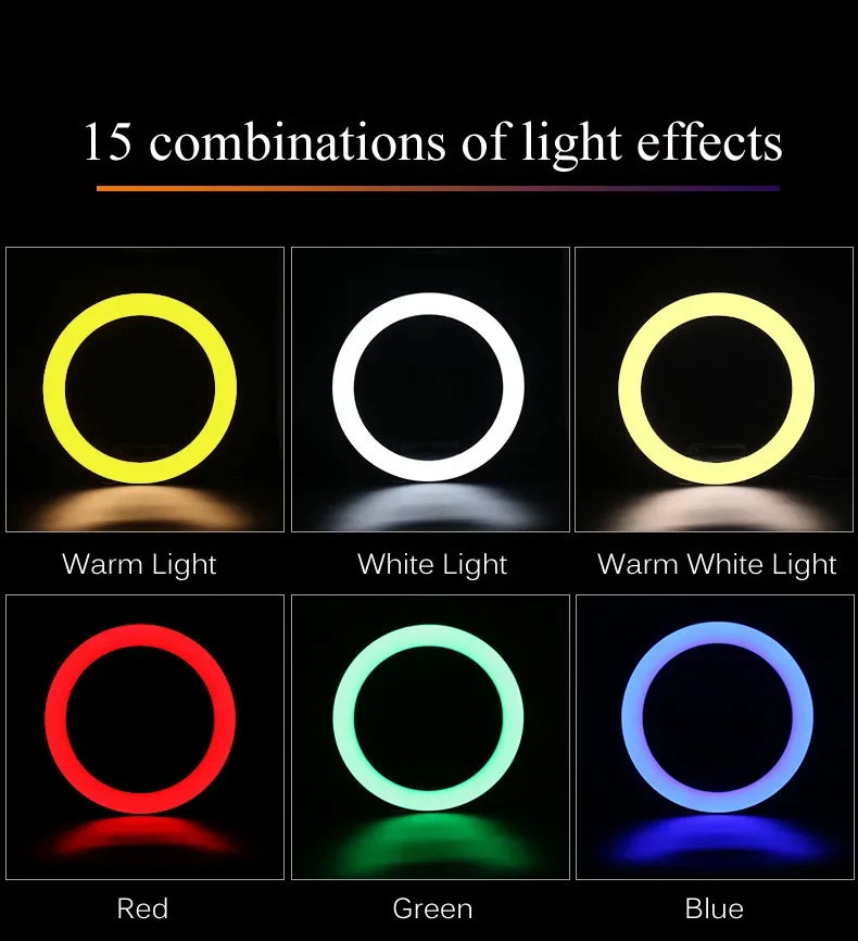 RGB Ring Light Lamp Ring Round With Remote Control For Smartphone Mobile Led Video Light Ring Make Youtube Photographic Lighting