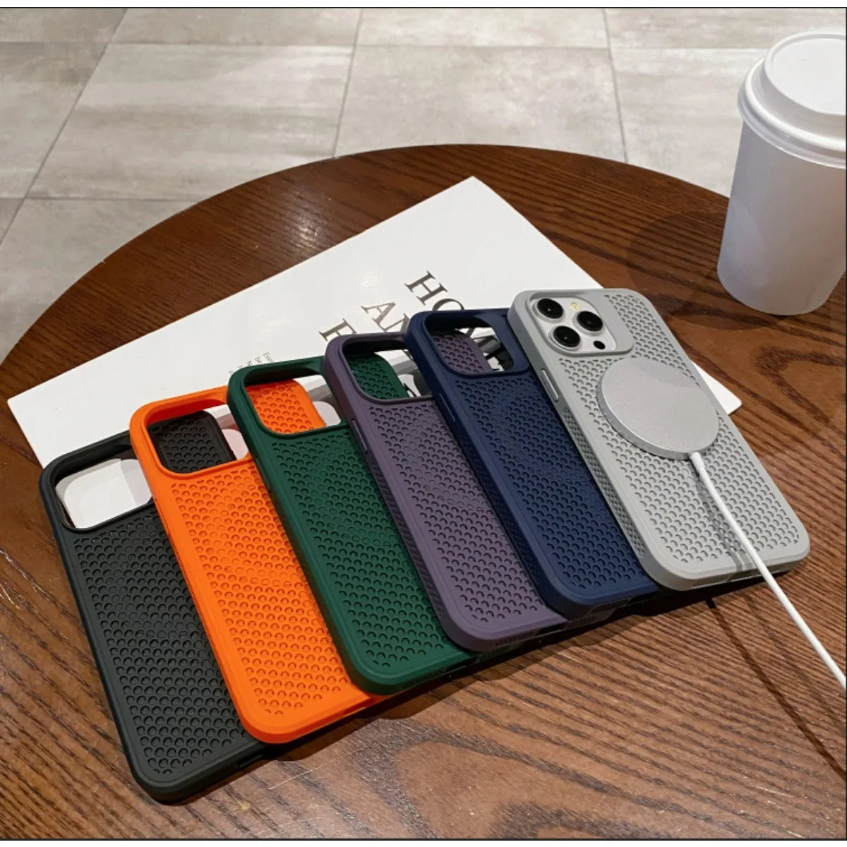 Heat Dissipation Mesh For iPhone15 12 13 11 14 Pro Max plus Cooling Breathable Wireless Charging Cover