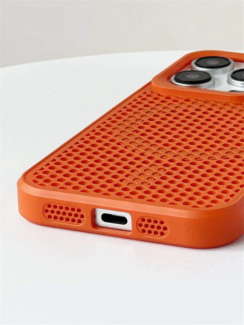 Heat Dissipation Mesh For iPhone15 12 13 11 14 Pro Max plus Cooling Breathable Wireless Charging Cover