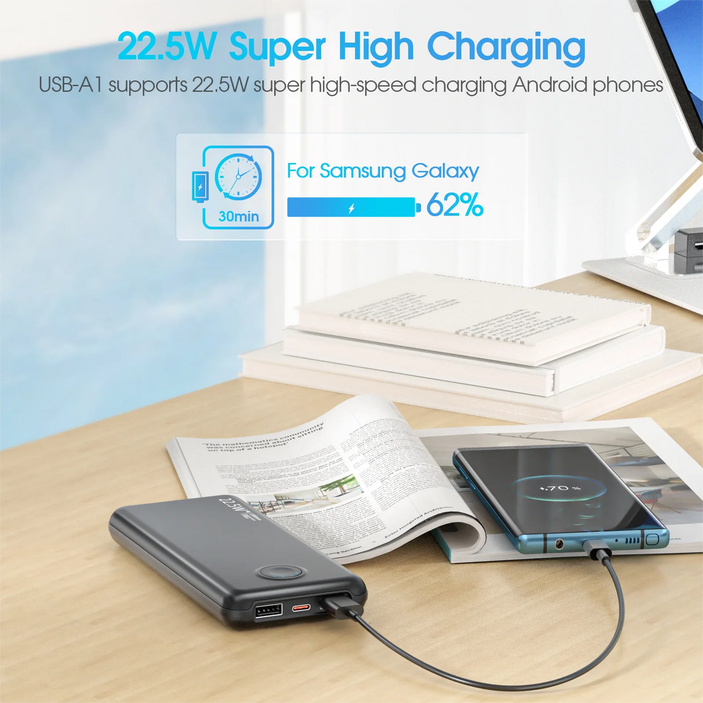 Portable-Charger Power-Bank Cell Battery Fast-Charging-12,000mAh with Built-in Cables,Compatible with iPhone Android Samsung etc