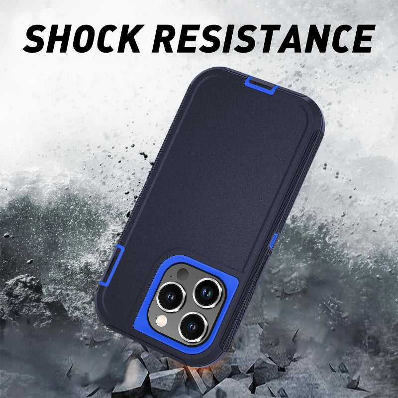 Shockproof Defender Armor Case for iPhone 16 14 13 12 11 15 Pro Max Plus Camera Protection Shockproof Case Kickstand Phone Cover