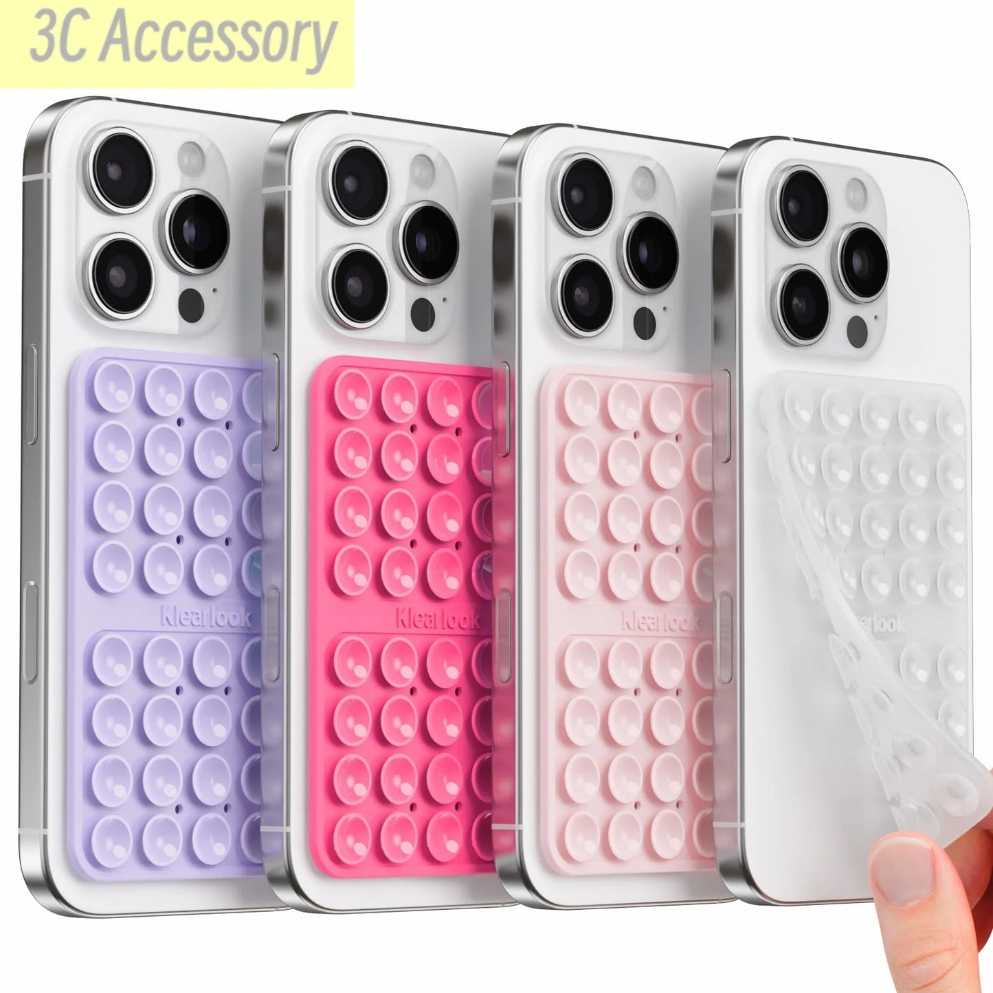 4 Pack Silicone Suction Phone Case Mount Silicon Adhesive Suction Cup Phone Mount Non Slip Sticky Phone Grip