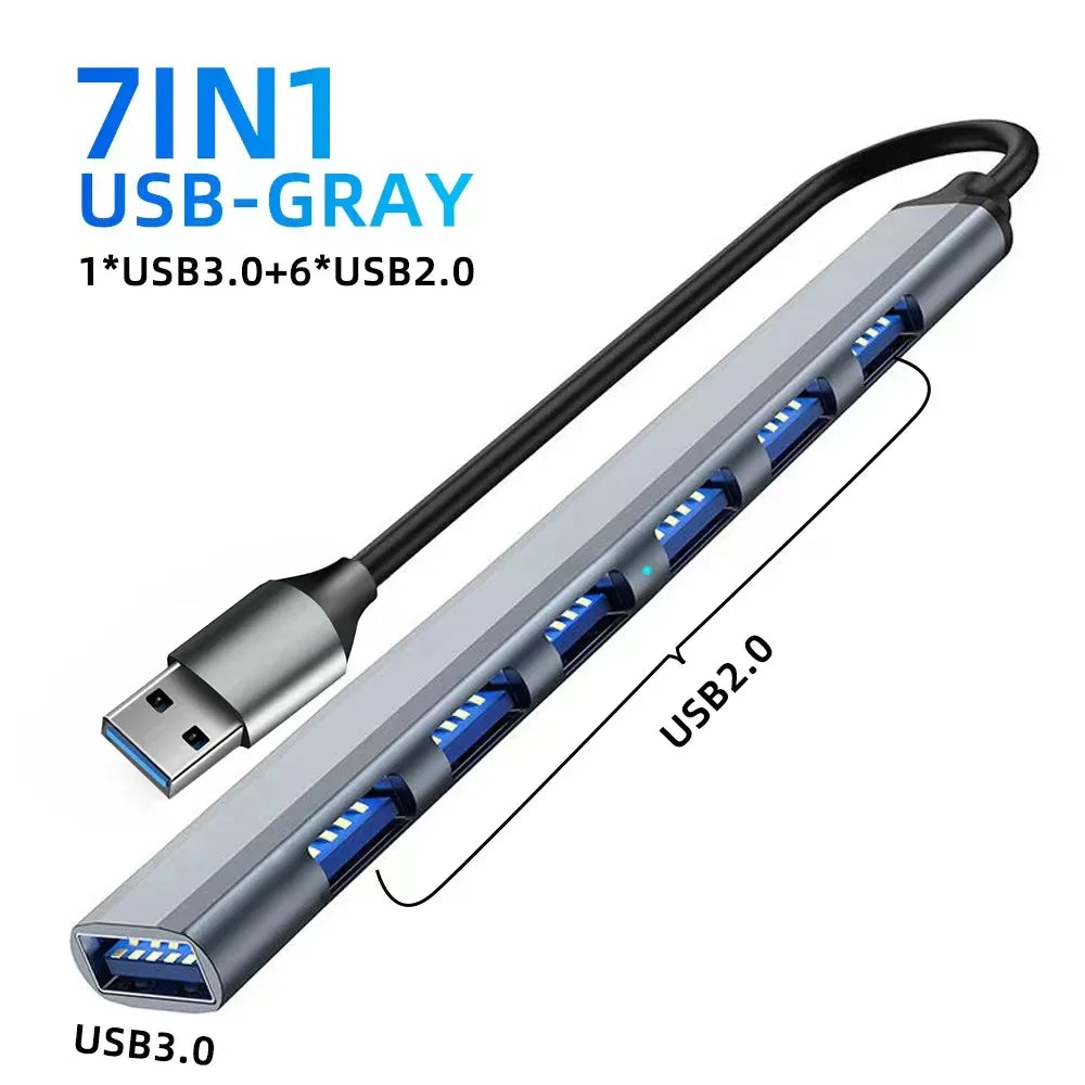 7 Ports USB 3.0 Type C HUB Expander Splitter High Speed OTG Adapter Docking Station