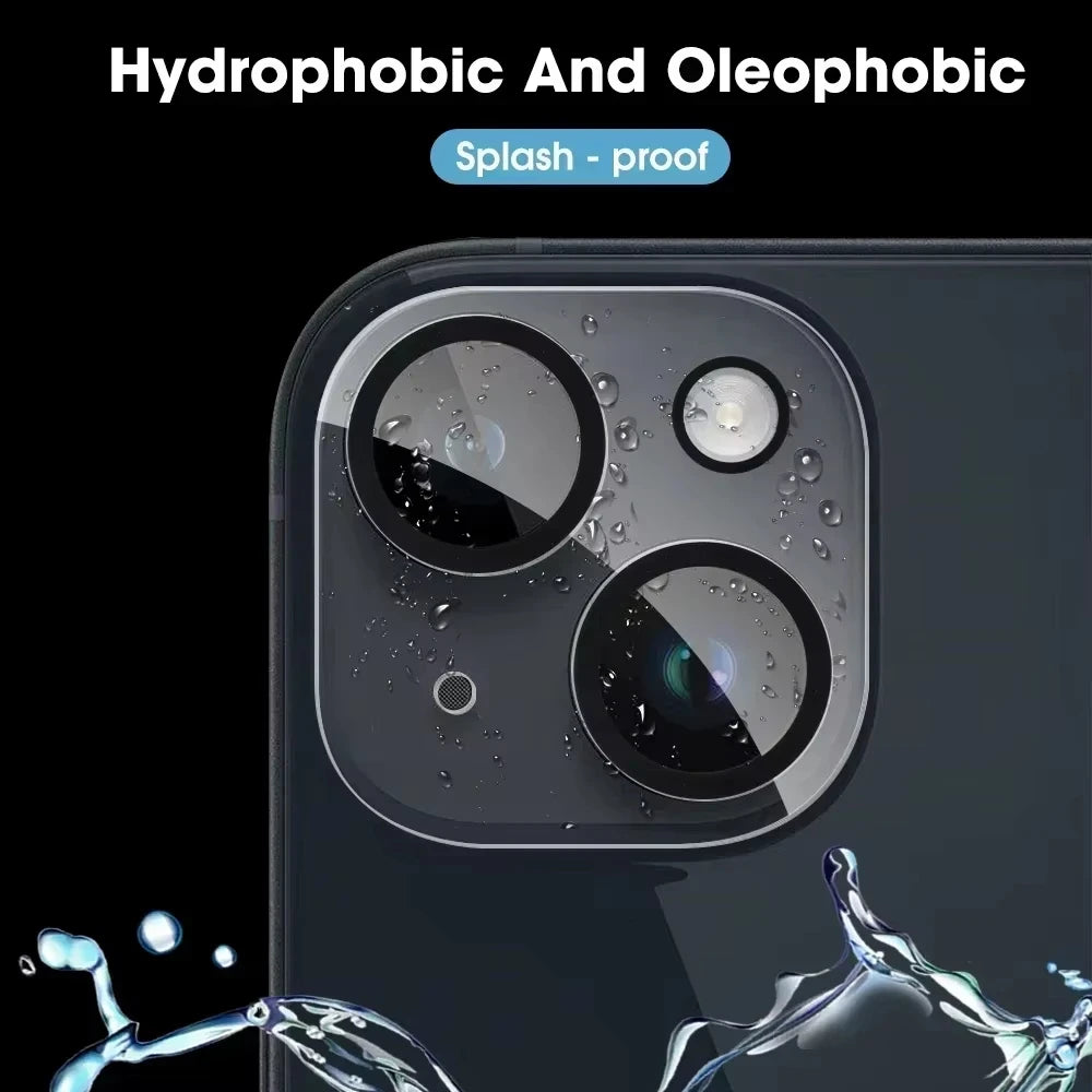 1-5Pcs Tempered Glass for iPhone 16 15 14 13 Pro Max Plus Mini Camera Lens Protector Black Circle