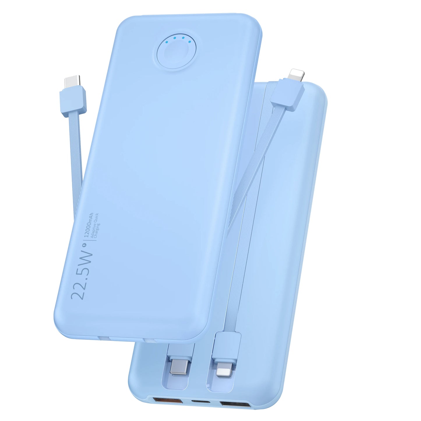 Portable-Charger Power-Bank Cell Battery Fast-Charging-12,000mAh with Built-in Cables,Compatible with iPhone Android Samsung etc