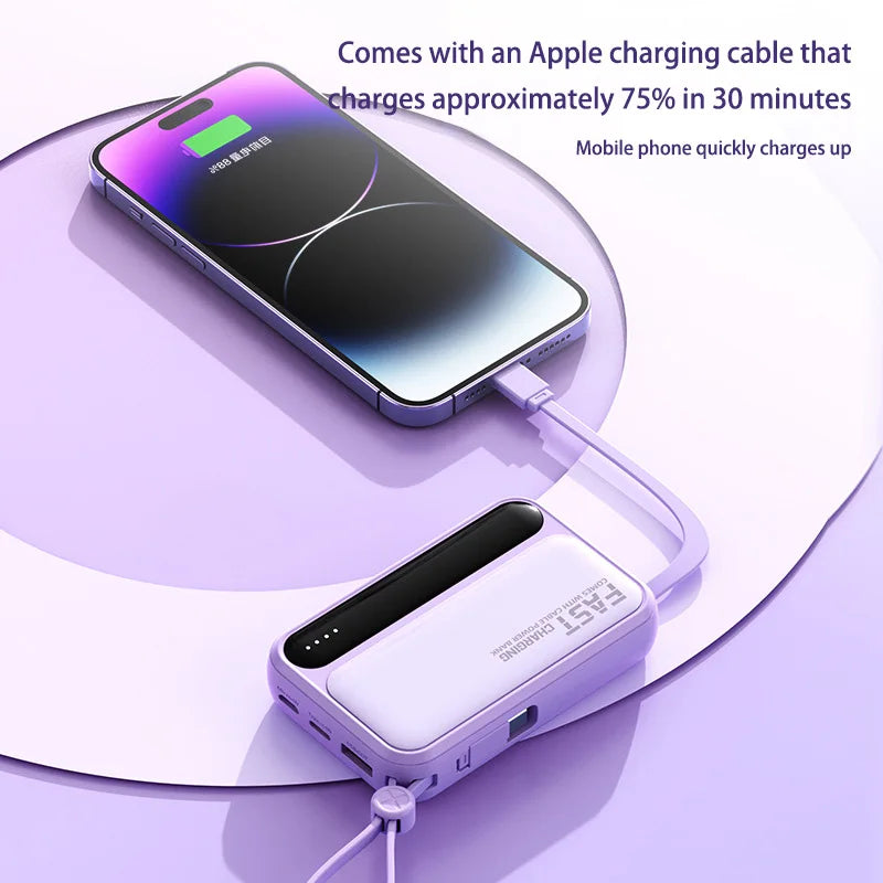 Xiaomi 100000mAh Large Capacity Power Bank Portable fast charging power bank with built-in 4 Cables Battery