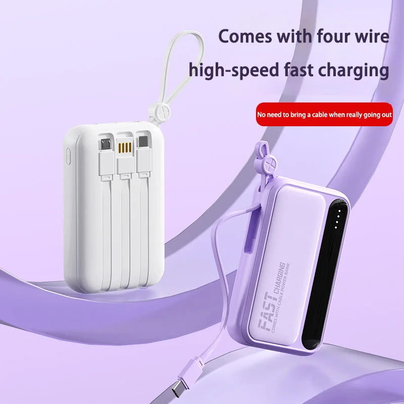 Xiaomi 100000mAh Large Capacity Power Bank Portable fast charging power bank with built-in 4 Cables Battery