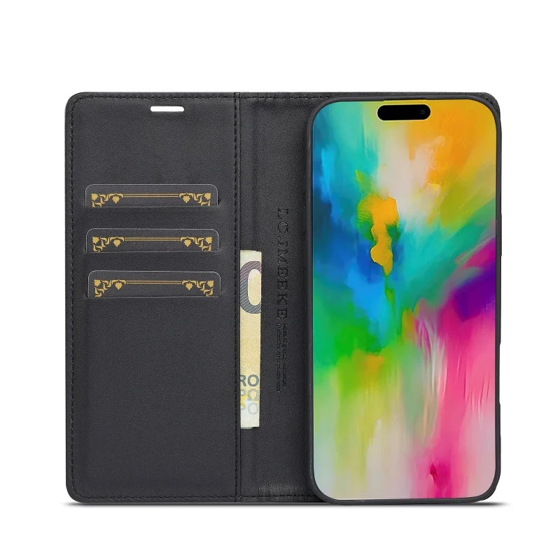 Luxury Flip Leather Phone Case For iPhone 16 15 14 13 Pro Max Plus 12 11 XS Carbon Fiber Texture Wallet Holder Protective Cover