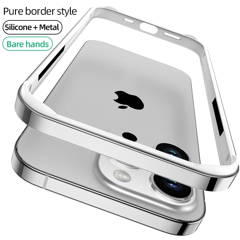 Luxury Silicone Frame Hybird Aluminum Bumper Case For iPhone 14 Plus 13 12 Mini 11 15 Pro Max 14pro XR XS Accessories