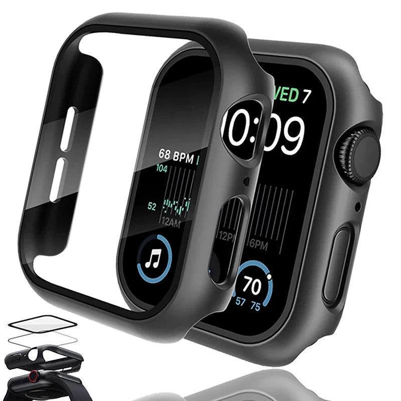 Tempered Glass Case For Apple Watch Ultra 49mm 9 8 7 41mm 45mm Series 6 5 4 SE 44mm 40mm 42mm 38mm