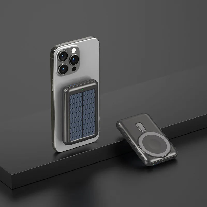 20000mAh Magnetic Wireless Charger Solar Power Bank Portable Charger Fast Charging Powerbank for iPhone 15 Xiaomi Huawei Samsung