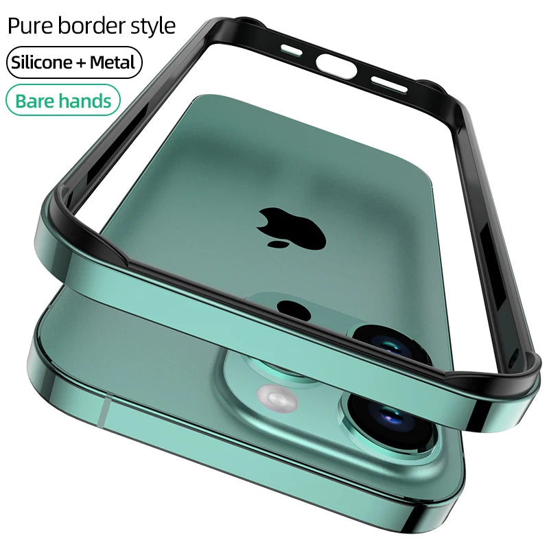 Luxury Silicone Frame Hybird Aluminum Bumper Case For iPhone 14 Plus 13 12 Mini 11 15 Pro Max 14pro XR XS Accessories