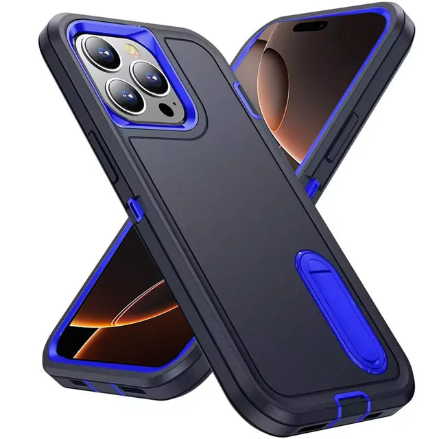 3IN1 Hybrid Military Anti-Shock Strong Case For iPhone 16 Pro Max 11 12 13 14 15 Pro Max 16 Plus 16E PC Hard Holder Phone Cover