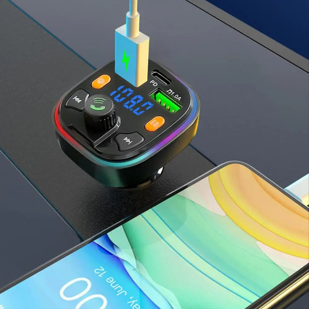 FM Transmitter For Car Blue Tooth Fast Charging