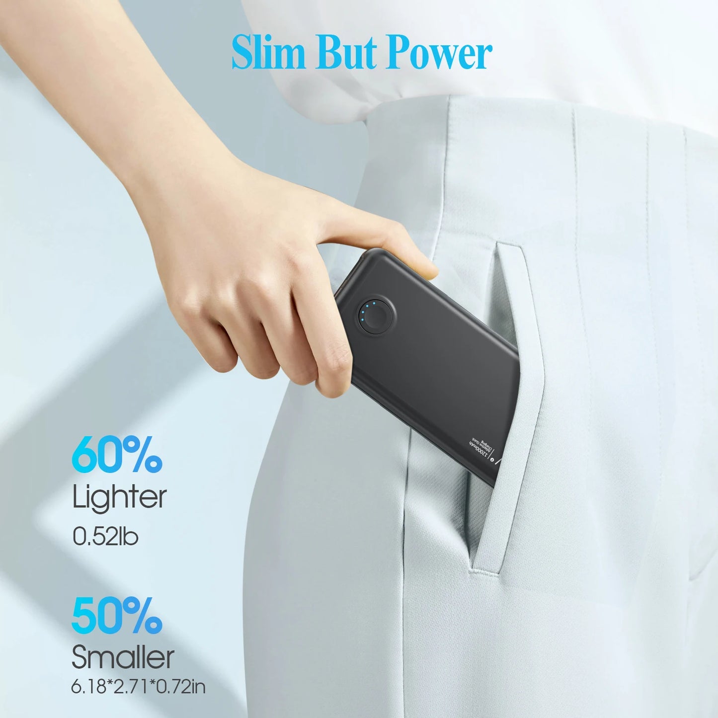 Portable-Charger Power-Bank Cell Battery Fast-Charging-12,000mAh with Built-in Cables,Compatible with iPhone Android Samsung etc