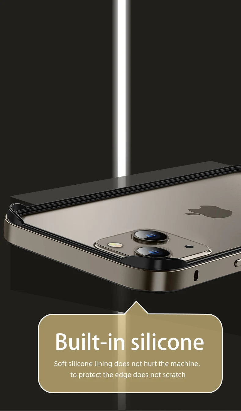 Luxury Silicone Frame Hybird Aluminum Bumper Case For iPhone 14 Plus 13 12 Mini 11 15 Pro Max 14pro XR XS Accessories