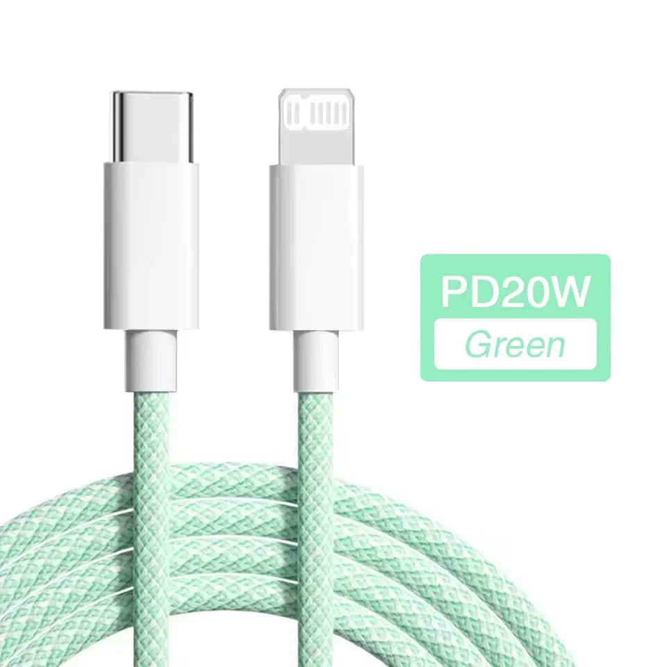 Braided USB-C To Lightning PD 20W Fast Charge Cable For iPhone X XR XS Max 11 12 13 14 Pro Max 6s 7 8 Plus Charging Data Cord