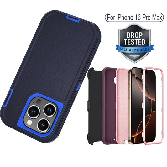 Shockproof Defender Armor Case for iPhone 16 14 13 12 11 15 Pro Max Plus Camera Protection Shockproof Case Kickstand Phone Cover