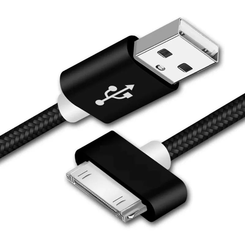 Fast Charging Cable for iPhone 4 4s iPad 2 3 iPod 30 Pin Nylon Braided Wire Metal Plug Data Transfer Sync USB Charger adapter
