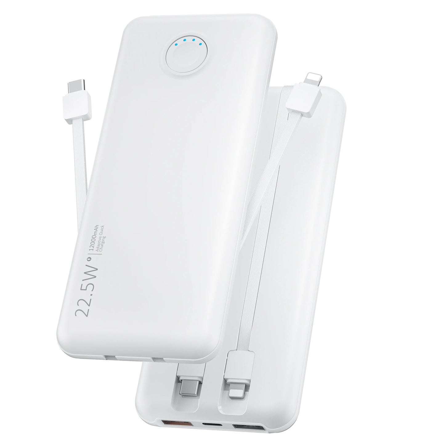 Portable-Charger Power-Bank Cell Battery Fast-Charging-12,000mAh with Built-in Cables,Compatible with iPhone Android Samsung etc