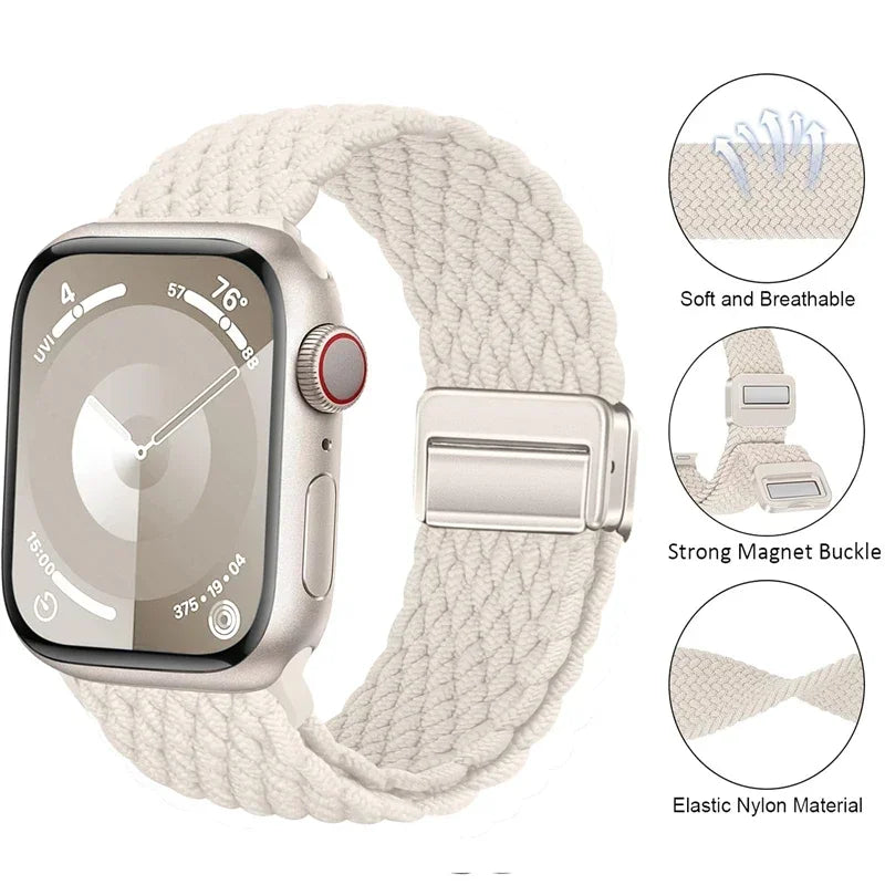 Braided Strap For Apple Watch band 40mm 44mm 42/46mm 49mm 45mm 38/41mm Magnetic buckle Bracelet Series 10 SE 9 8 7 6 5 4 Ultra 2