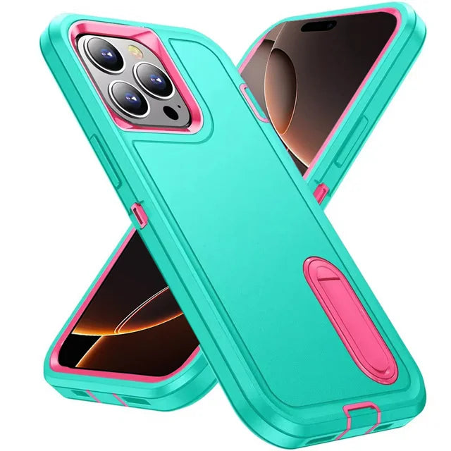 3IN1 Hybrid Military Anti-Shock Strong Case For iPhone 16 Pro Max 11 12 13 14 15 Pro Max 16 Plus 16E PC Hard Holder Phone Cover