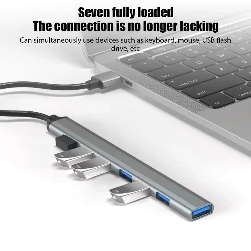 7 Ports USB 3.0 Type C HUB Expander Splitter High Speed OTG Adapter Docking Station