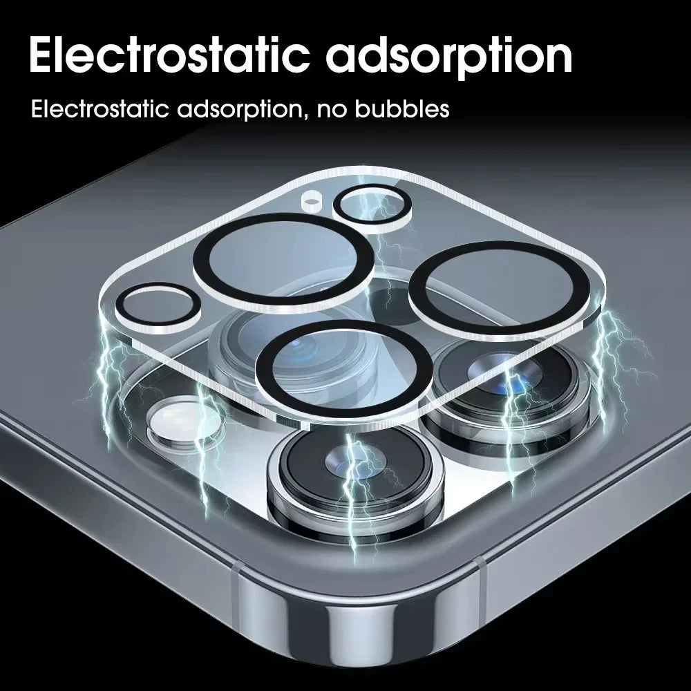 1-5Pcs Tempered Glass for iPhone 16 15 14 13 Pro Max Plus Mini Camera Lens Protector Black Circle