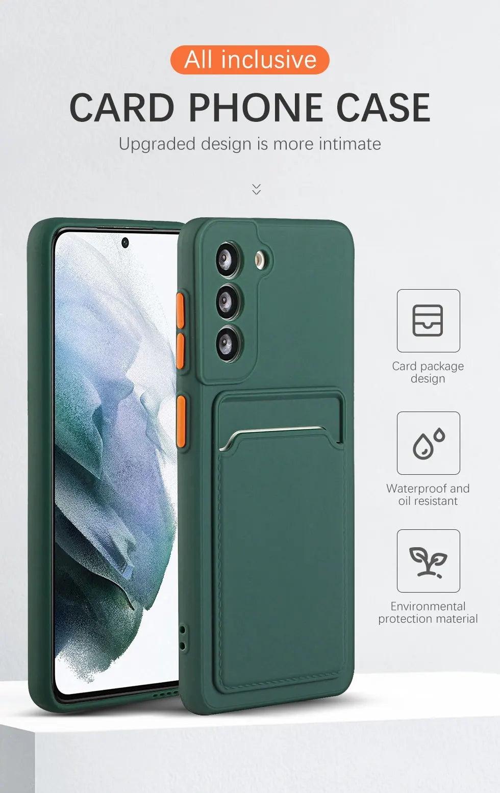 Card Slot Bag Holder Phone Case For Samsung Galaxy S24 S23 S22 S21 S20 Plus FE Note 20 Ultra Bumper Wallet Soft Shockproof Cover