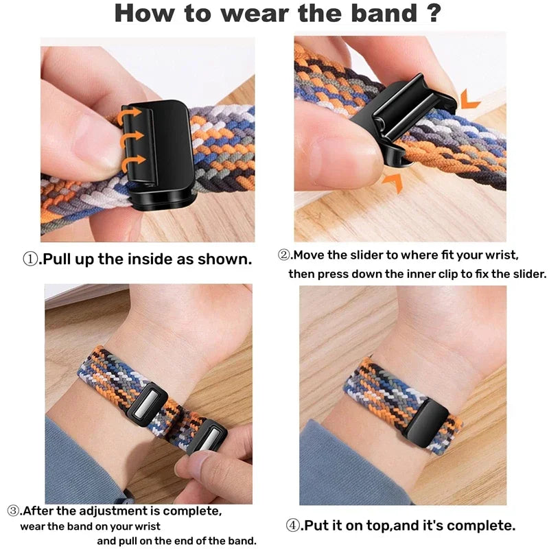 Braided Strap For Apple Watch band 40mm 44mm 42/46mm 49mm 45mm 38/41mm Magnetic buckle Bracelet Series 10 SE 9 8 7 6 5 4 Ultra 2