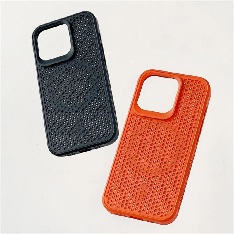 Heat Dissipation Mesh For iPhone15 12 13 11 14 Pro Max plus Cooling Breathable Wireless Charging Cover