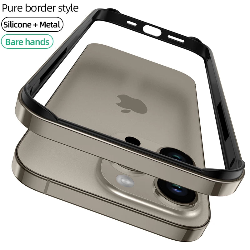 Luxury Silicone Frame Hybird Aluminum Bumper Case For iPhone 14 Plus 13 12 Mini 11 15 Pro Max 14pro XR XS Accessories