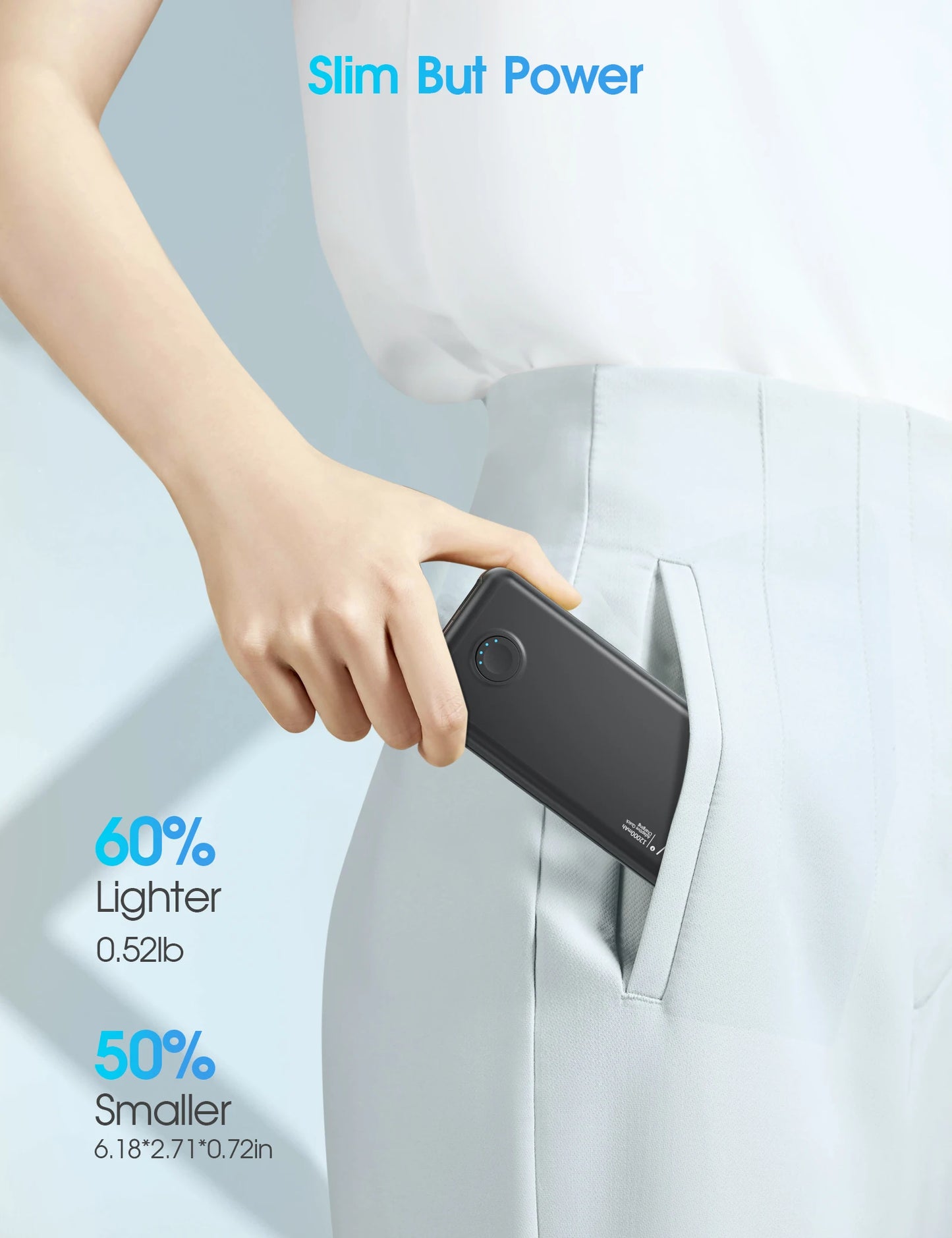 Portable-Charger Power-Bank Cell Battery Fast-Charging-12,000mAh with Built-in Cables,Compatible with iPhone Android Samsung etc