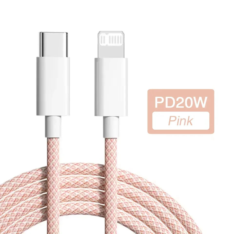 Braided USB-C To Lightning PD 20W Fast Charge Cable For iPhone X XR XS Max 11 12 13 14 Pro Max 6s 7 8 Plus Charging Data Cord
