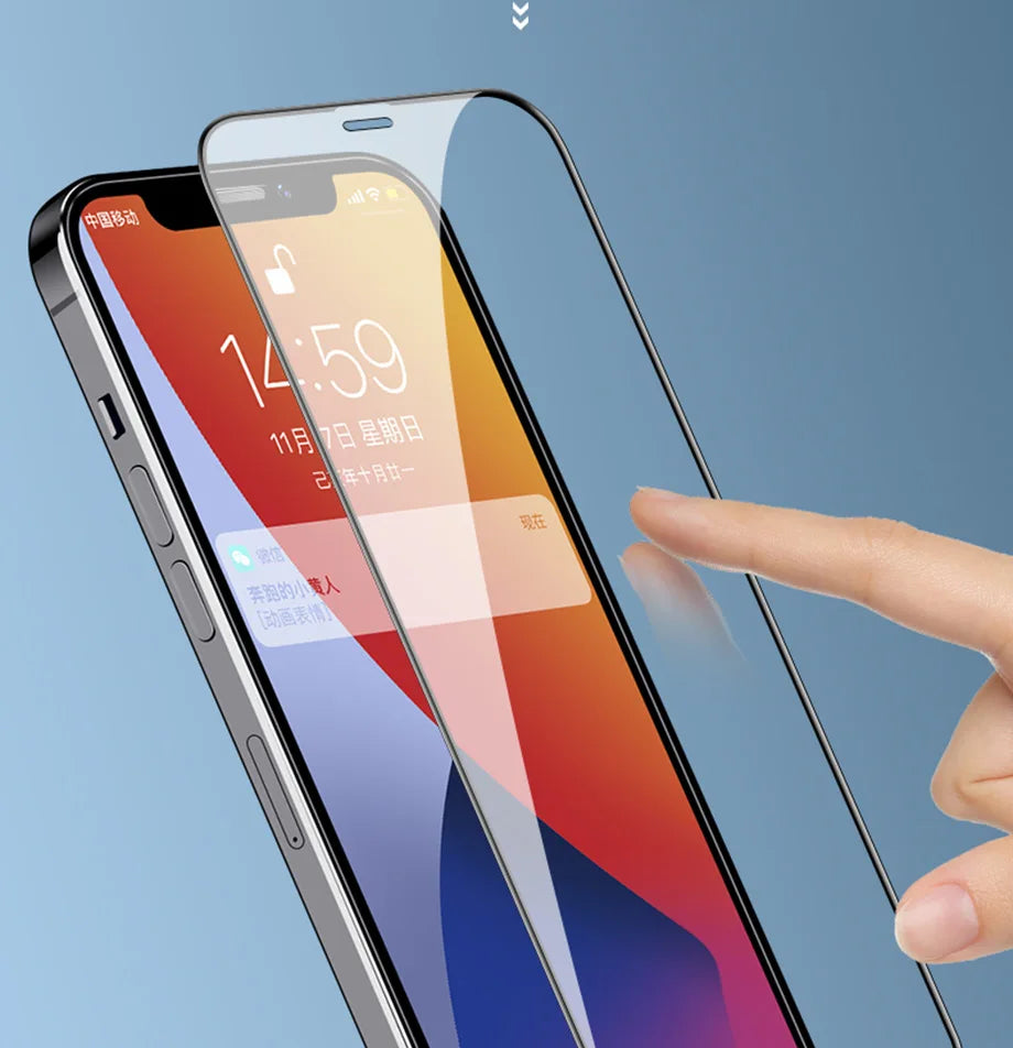 5Pcs Tempered Glass For iPhone 14 13 12 11 15 Pro XR XS Max iPhone 7 8Plus Full Cover Protective Glass Film