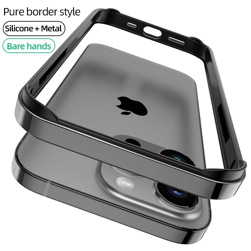Luxury Silicone Frame Hybird Aluminum Bumper Case For iPhone 14 Plus 13 12 Mini 11 15 Pro Max 14pro XR XS Accessories
