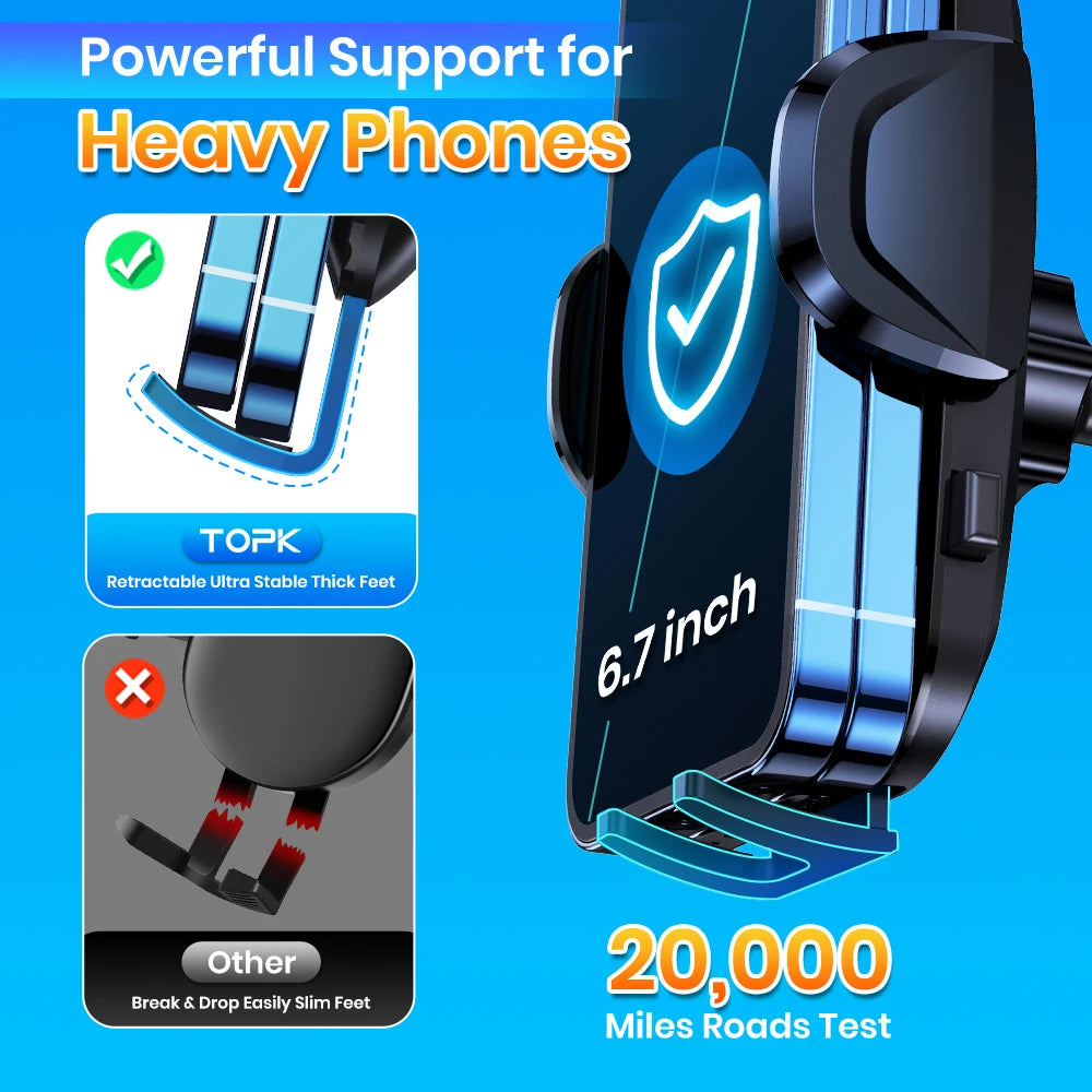 ftvae D36-S Car Phone Holder Mount, [Upgraded Support Function] Metal Hook Cell Phone Holder For Car Air Vent for All Phones