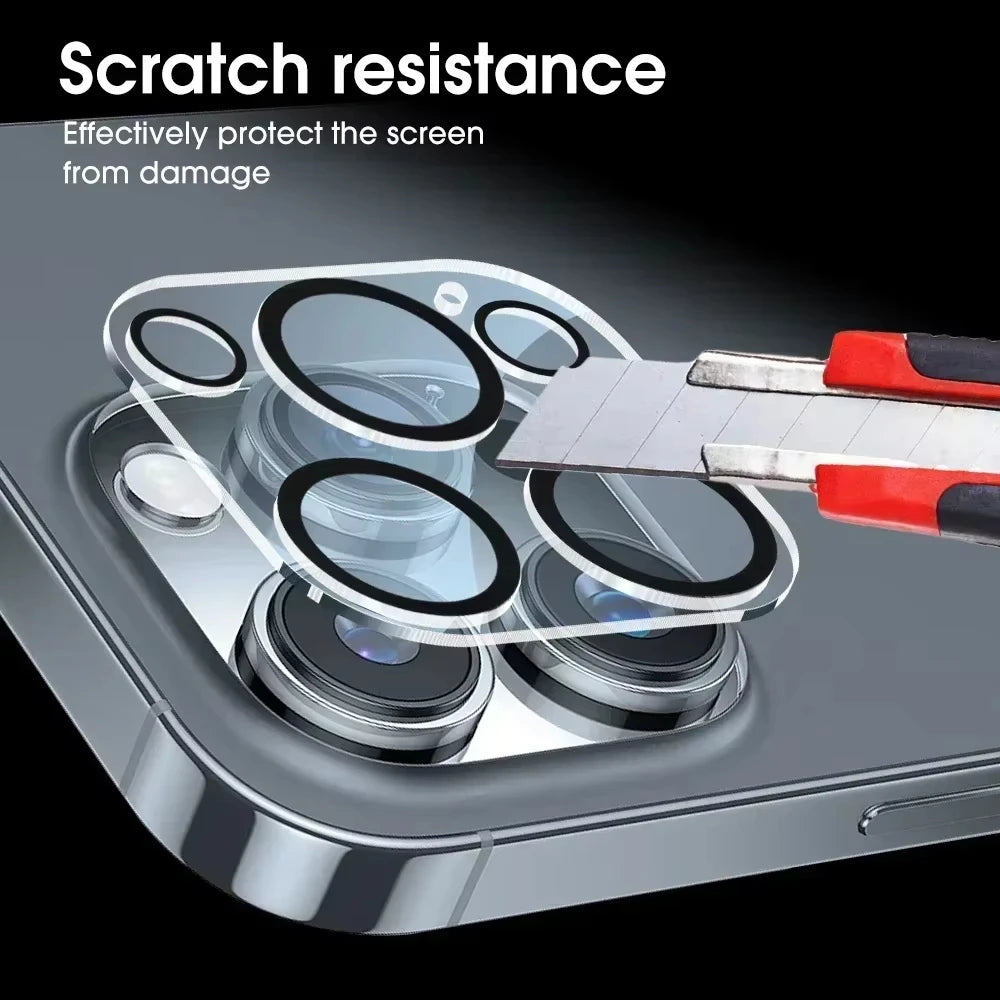 1-5Pcs Tempered Glass for iPhone 16 15 14 13 Pro Max Plus Mini Camera Lens Protector Black Circle