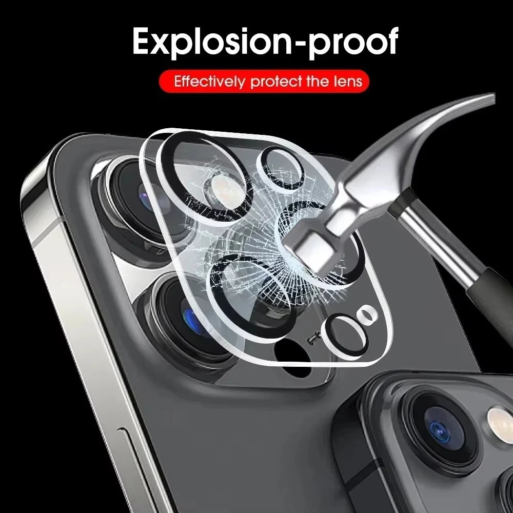 1-5Pcs Tempered Glass for iPhone 16 15 14 13 Pro Max Plus Mini Camera Lens Protector Black Circle