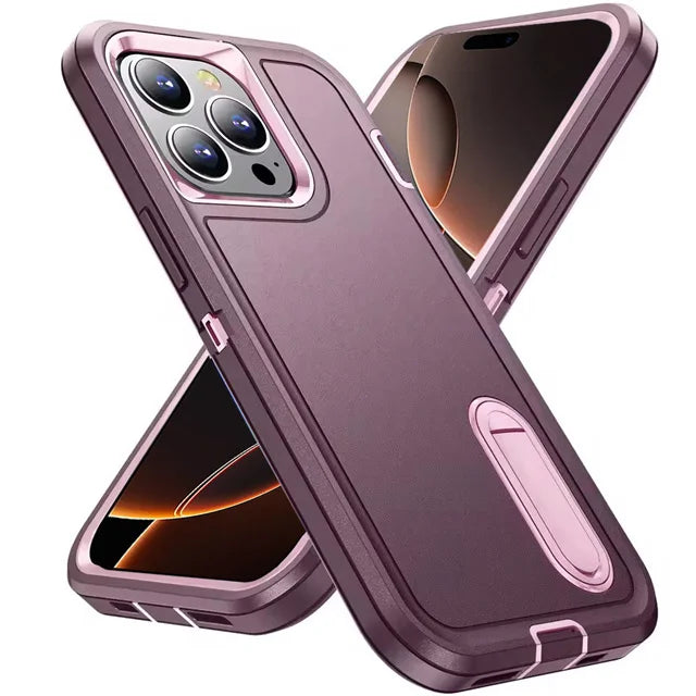 3IN1 Hybrid Military Anti-Shock Strong Case For iPhone 16 Pro Max 11 12 13 14 15 Pro Max 16 Plus 16E PC Hard Holder Phone Cover