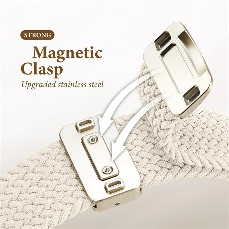 Braided Strap For Apple Watch band 40mm 44mm 42/46mm 49mm 45mm 38/41mm Magnetic buckle Bracelet Series 10 SE 9 8 7 6 5 4 Ultra 2