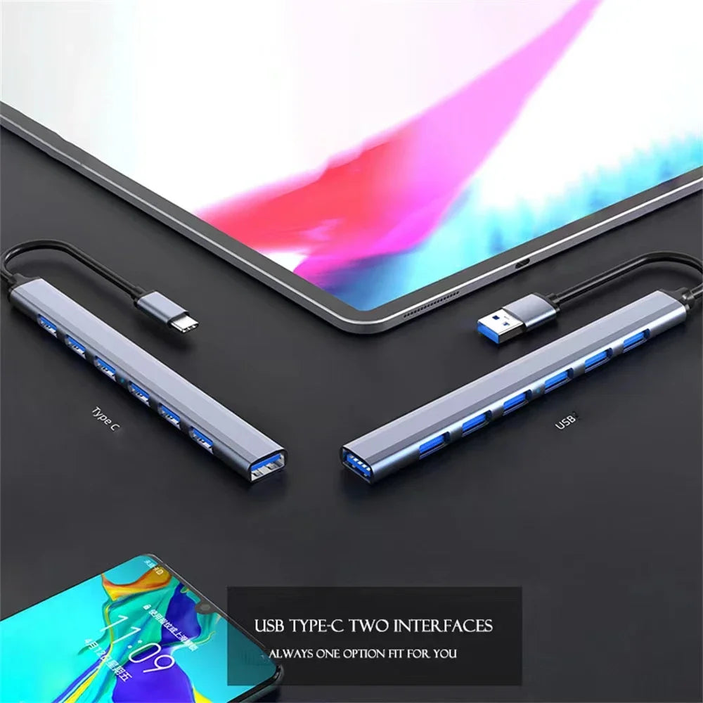7 Ports USB 3.0 Type C HUB Expander Splitter High Speed OTG Adapter Docking Station