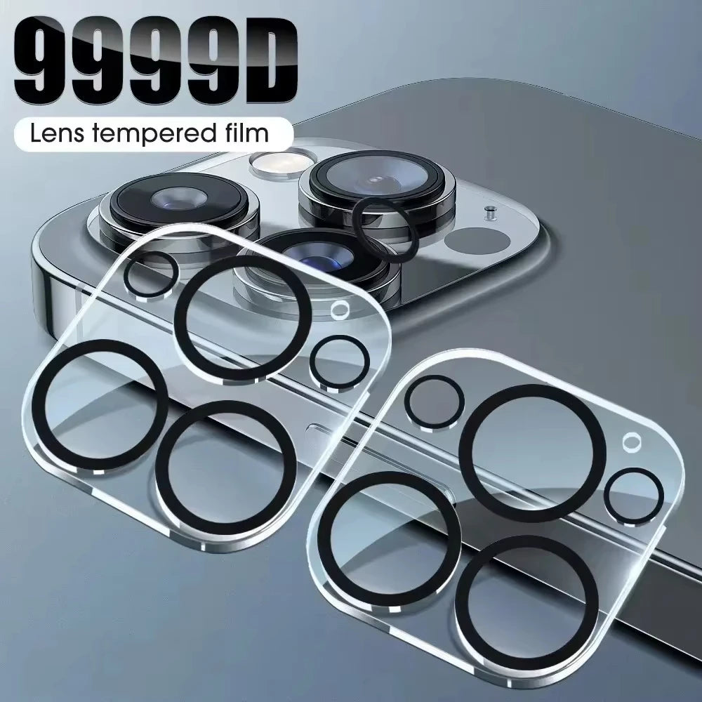 1-5Pcs Tempered Glass for iPhone 16 15 14 13 Pro Max Plus Mini Camera Lens Protector Black Circle
