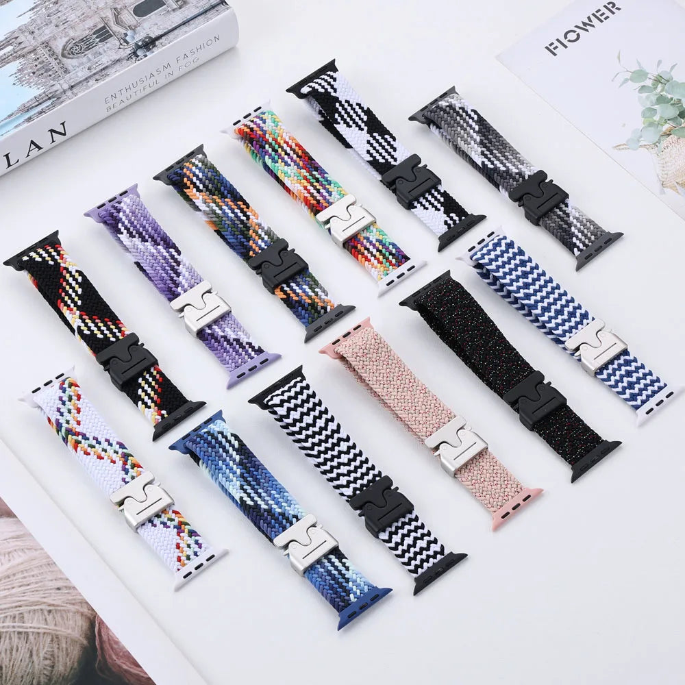 Parachute Braided Strap For Apple Watch Ultra 2 Band 49mm 46mm 45mm 42mm 44mm 40mm 41mm Nylon Bracelet iWatch 10 9 8 7 6 SE Belt
