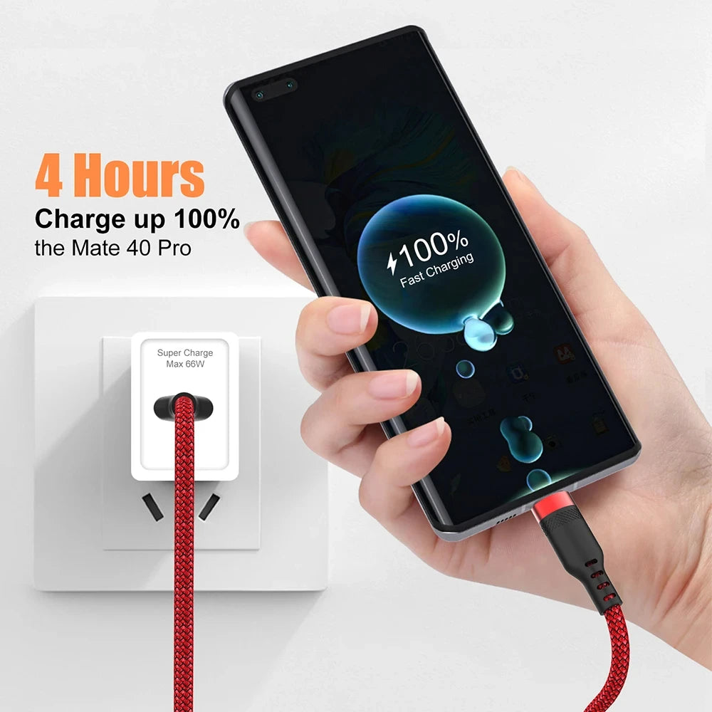 NNBILI 6A Extra Long Data Cable Nylon USB C Fast Charging Cable for Samsung Iphone Huawei Xiaomi Data Wire Cord Charger Cables 5m/8m